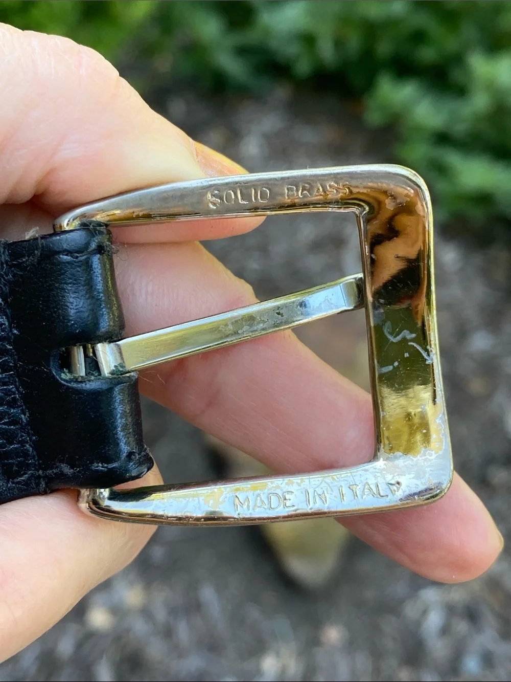 Bruno Magli Black Leather Belt  with Silver tone brass buckle  Made in Italy